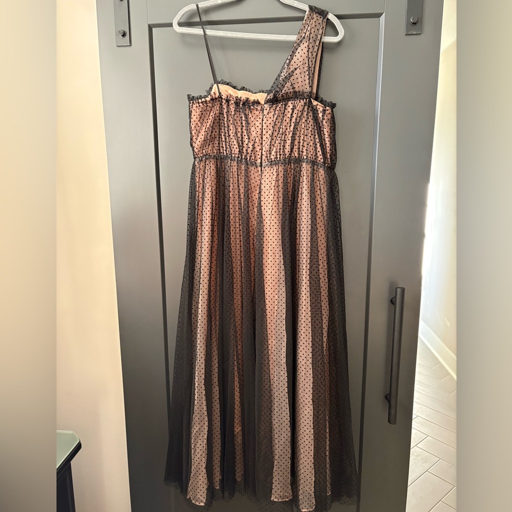 Anthropologie Black and Blush One-Shoulder Tulle Dress - Picture 6 of 11